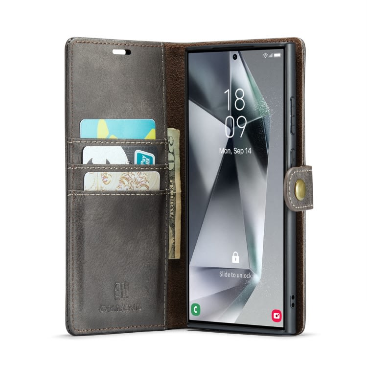 For Samsung Galaxy S24 Ultra 5G DG.MING Crazy Horse Texture Detachable Magnetic Leather Case(Grey)