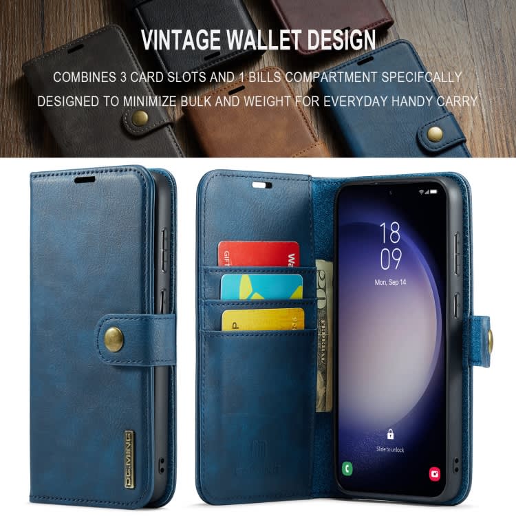 For Samsung Galaxy A55 5G DG.MING Crazy Horse Texture Detachable Magnetic Leather Case(Blue)