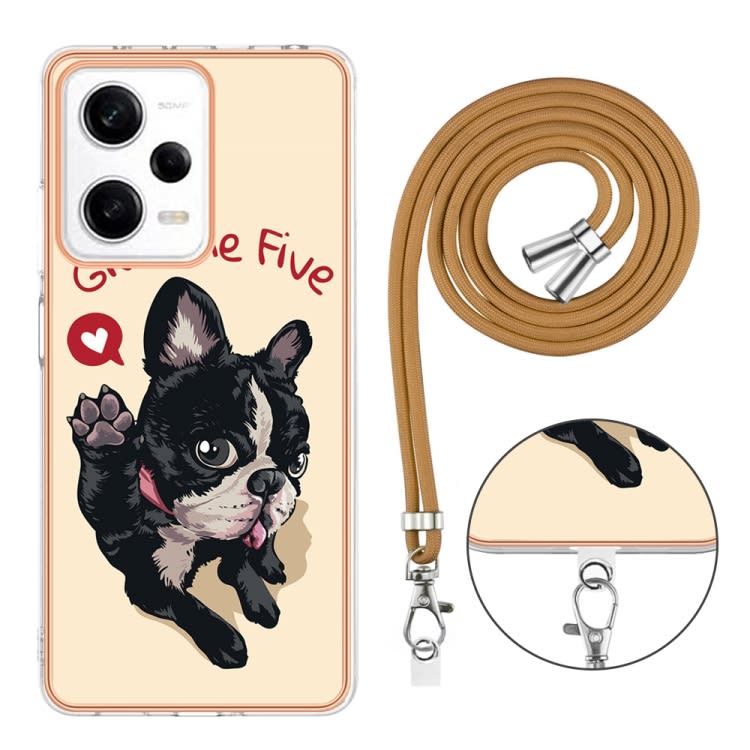 For Xiaomi Redmi Note 12 Pro 5G Global Electroplating Dual-side IMD Phone Case with Lanyard(Lucky D