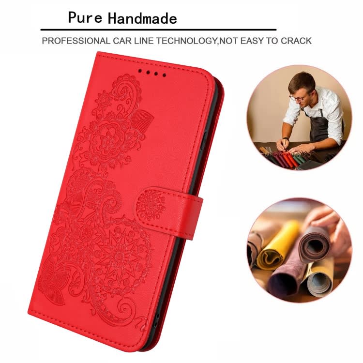 For Xiaomi Redmi Note 12 Pro Datura Flower Embossed Flip Leather Phone Case(Red)