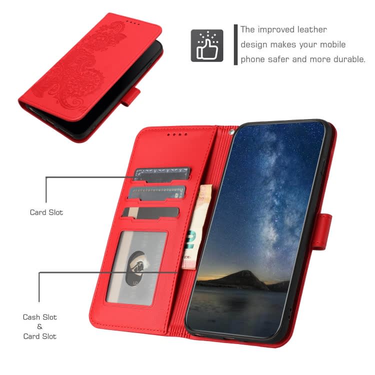 For Xiaomi Redmi Note 12 Pro Datura Flower Embossed Flip Leather Phone Case(Red)