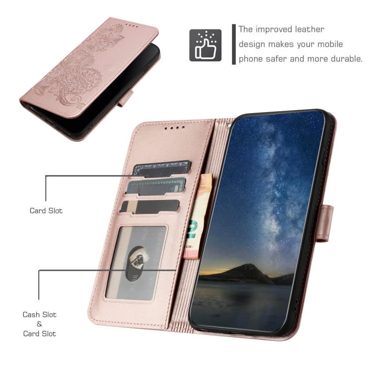 For Xiaomi Redmi Note 11 4G Global Datura Flower Embossed Flip Leather Phone Case(Rose Gold)