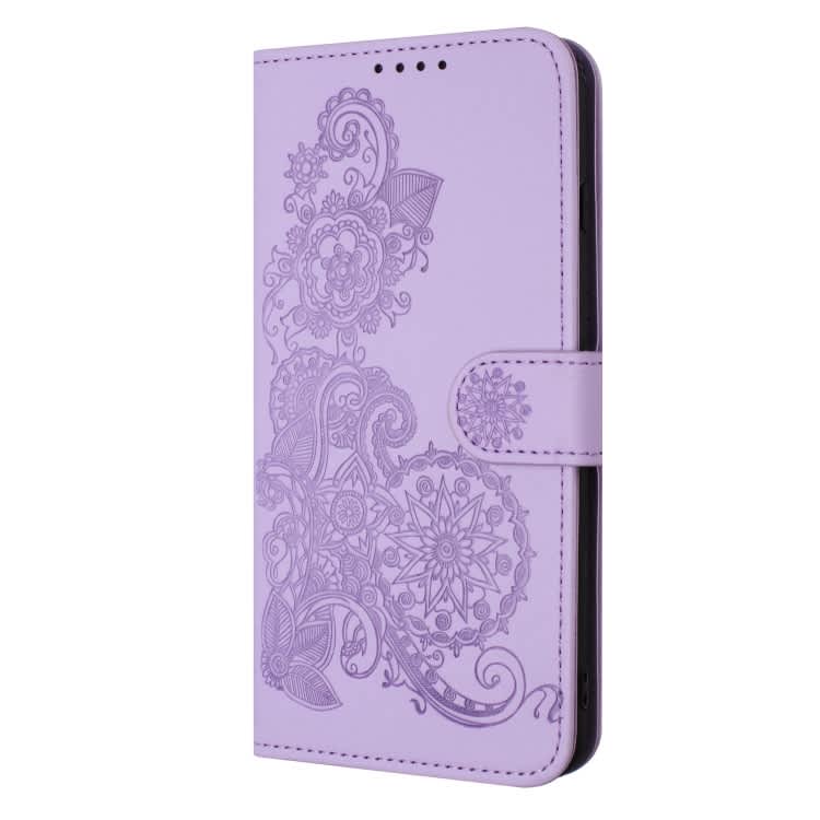 For Xiaomi Redmi 8 Datura Flower Embossed Flip Leather Phone Case(Purple)