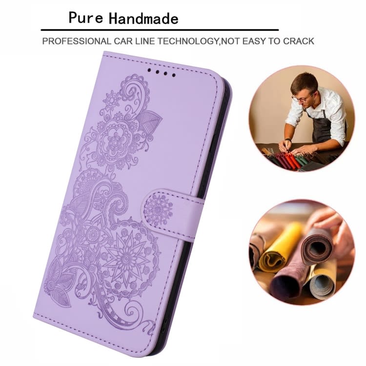 For Xiaomi Redmi 8 Datura Flower Embossed Flip Leather Phone Case(Purple)
