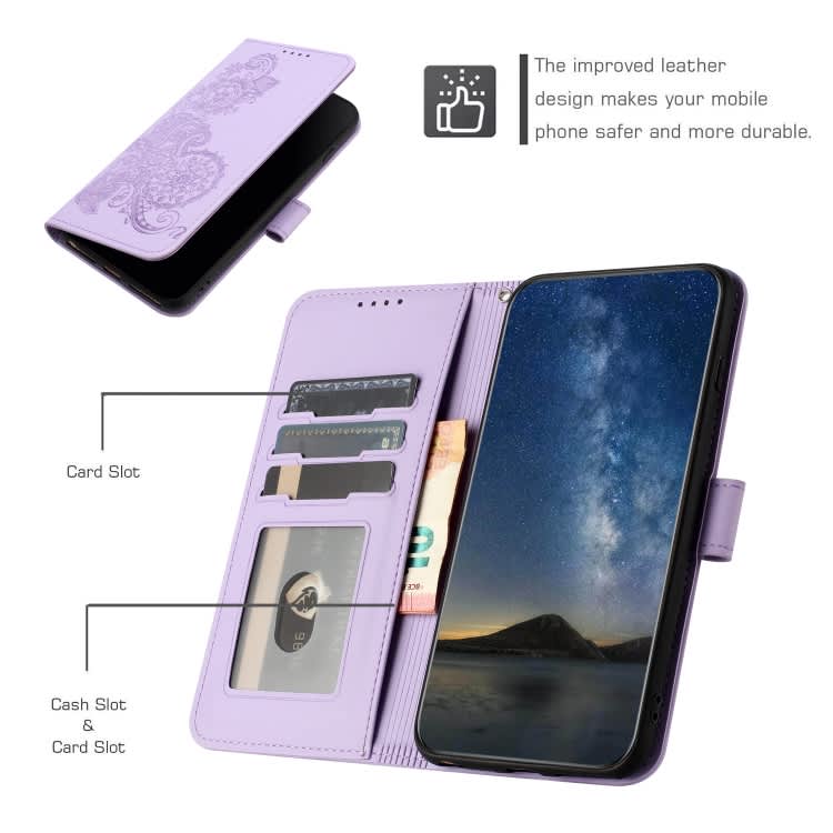 For Xiaomi Redmi Note 8 Pro Datura Flower Embossed Flip Leather Phone Case(Purple)
