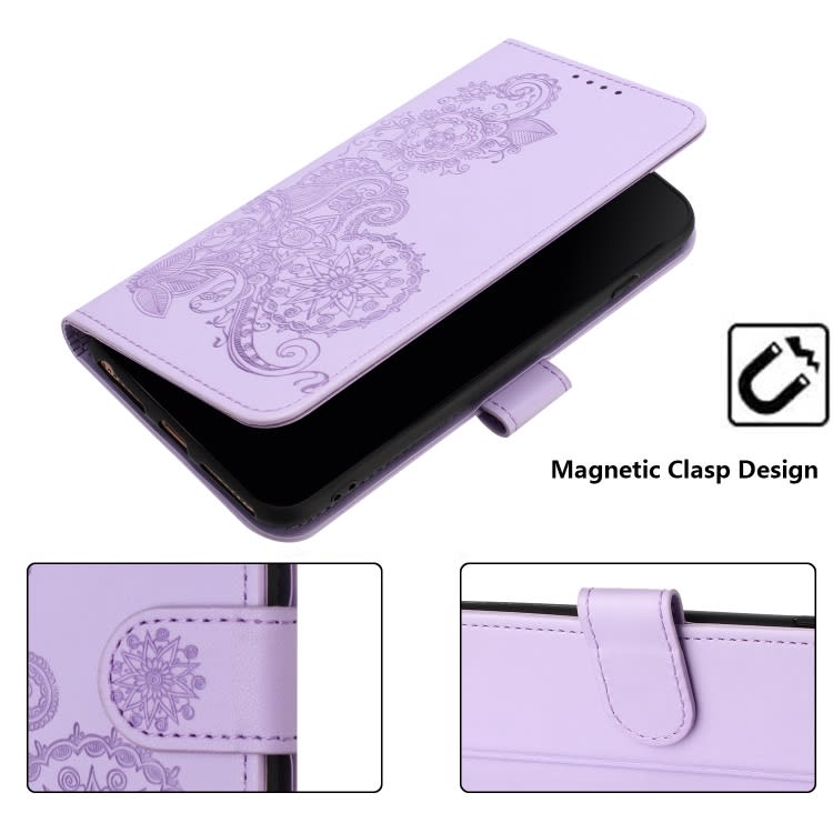 For Xiaomi Redmi Note 8 Pro Datura Flower Embossed Flip Leather Phone Case(Purple)
