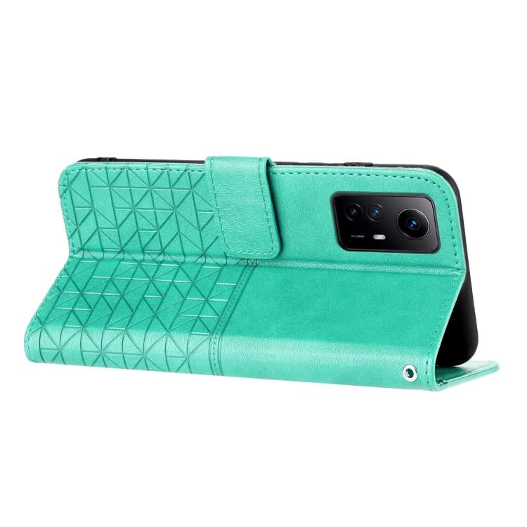 For Xiaomi Redmi Note 12S Rhombic Texture Leather Phone Case with Lanyard(Green)