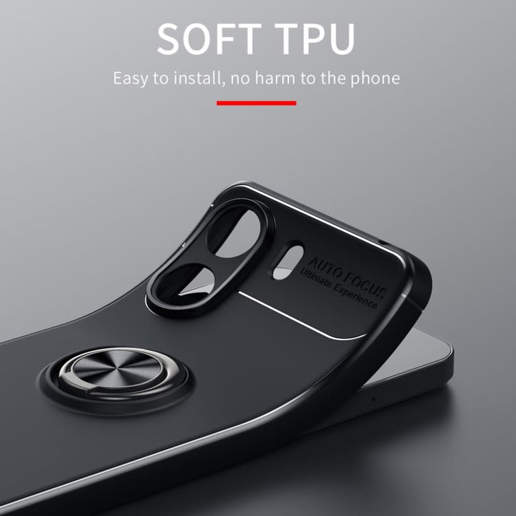 For Xiaomi Redmi 13C Metal Ring Holder TPU Phone Case(Black+Red)
