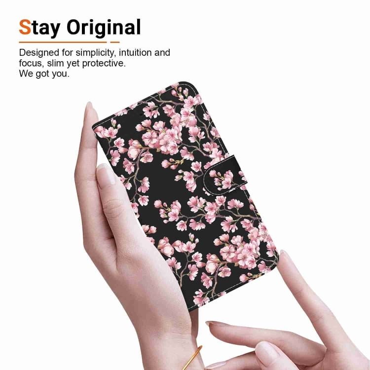 For Xiaomi Redmi 12 Crystal Texture Colored Drawing Leather Phone Case(Plum Bossom)