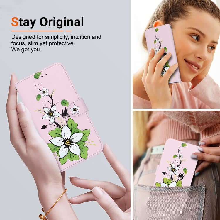 For Xiaomi Redmi K70E / Poco X6 Pro Crystal Texture Colored Drawing Leather Phone Case(Lily)