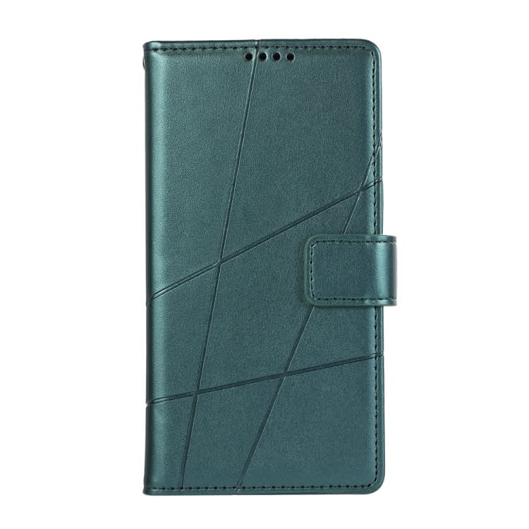 For Samsung Galaxy M62 PU Genuine Leather Texture Embossed Line Phone Case(Green)