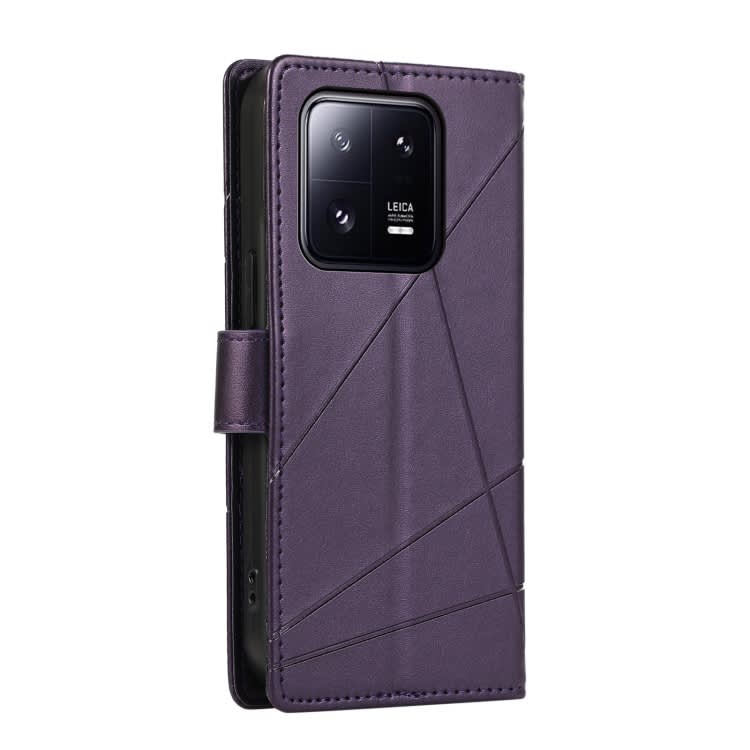 For Xiaomi 13 Pro PU Genuine Leather Texture Embossed Line Phone Case(Purple)