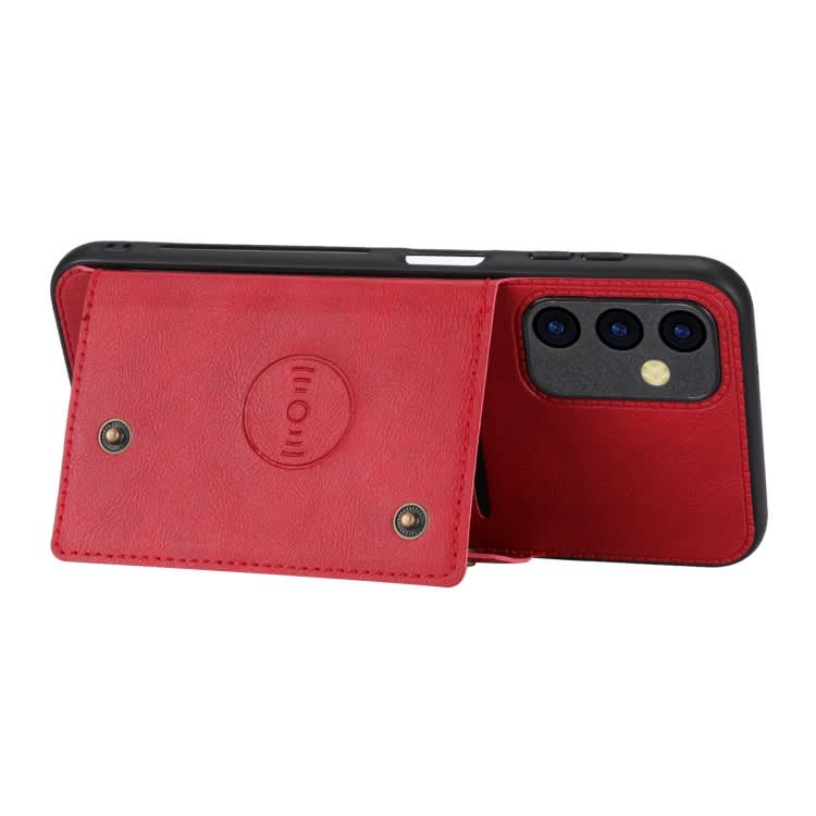 For Samsung Galaxy A35 5G Double Buckle Card Slots Magnetic Phone Case(Red)