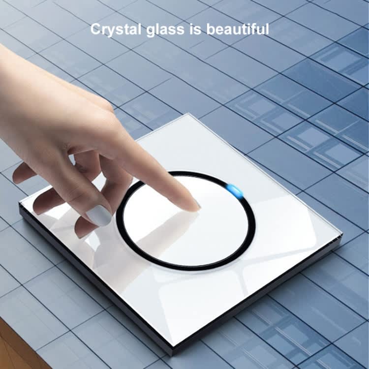 86mm Round LED Tempered Glass Switch Panel, White Round Glass, Style:Blank Panel