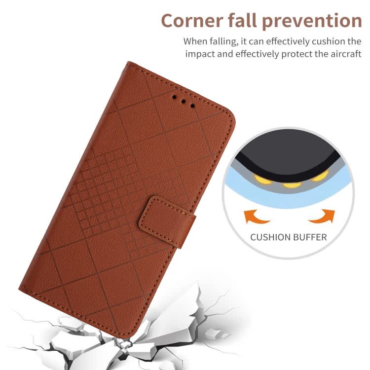 For Xiaomi 13T Rhombic Grid Texture Leather Phone Case(Brown)