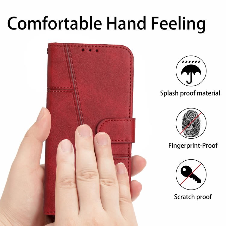 For Xiaomi 14 Stitching Calf Texture Buckle Leather Phone Case(Red)