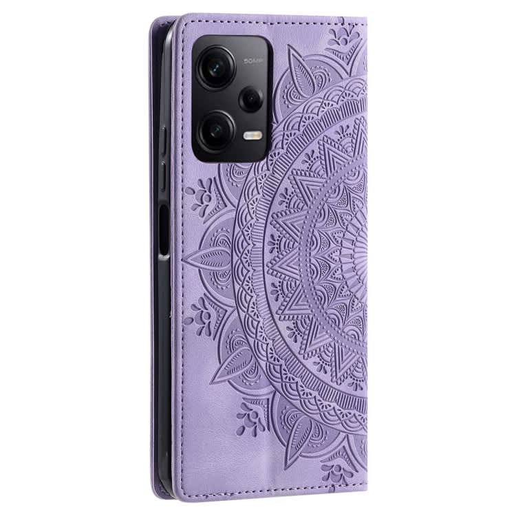For Xiaomi Redmi Note 12 Pro Global Totem Embossed Magnetic Leather Phone Case(Purple)
