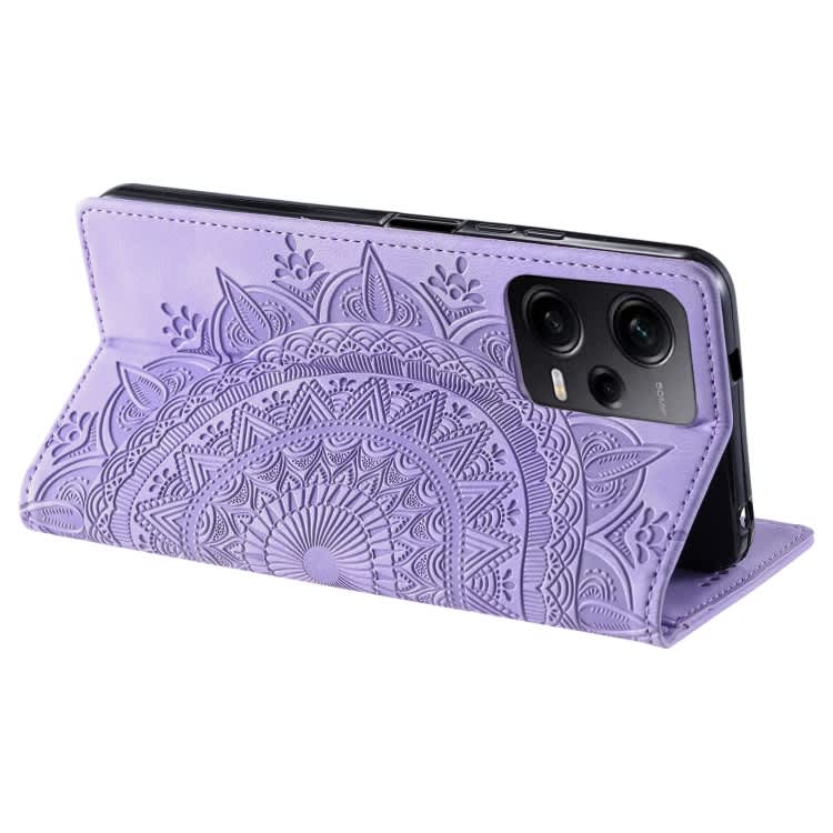 For Xiaomi Redmi Note 12 Pro Global Totem Embossed Magnetic Leather Phone Case(Purple)