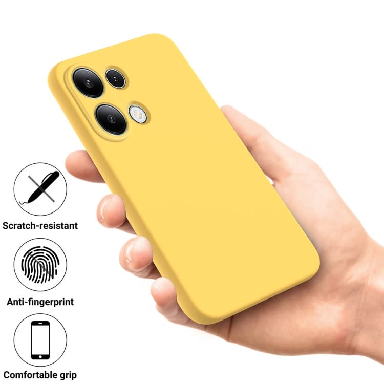 For Xiaomi Redmi Note 13 4G Solid Color Liquid Silicone Dropproof Full Coverage Phone Case(Yellow)