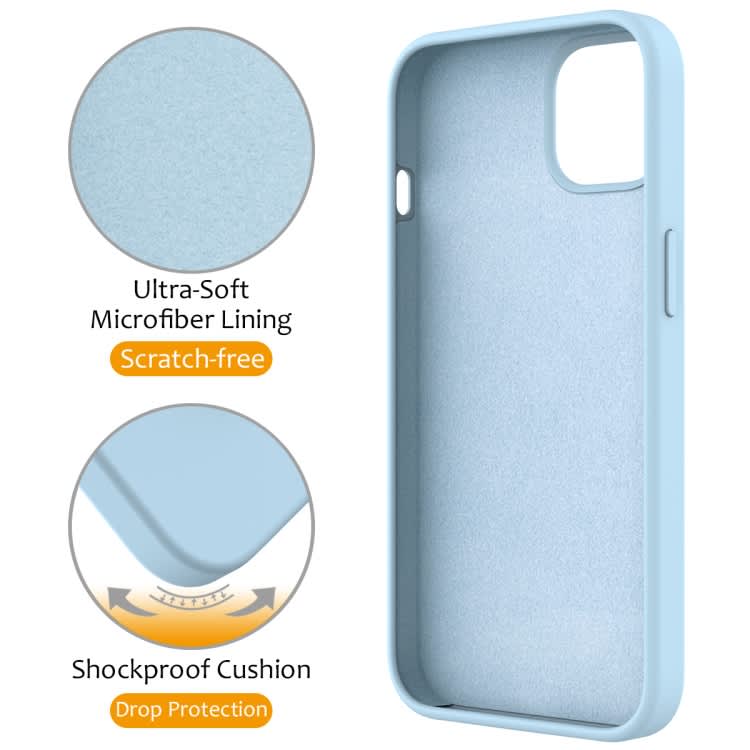 For iPhone 12 Pro MagSafe Magnetic Liquid Silicone Phone Case with Ring Holder(Sky Blue)