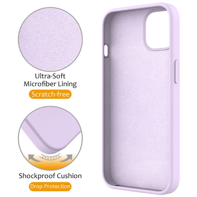 For iPhone 15 MagSafe Magnetic Liquid Silicone Phone Case with Ring Holder(Lilac Purple)