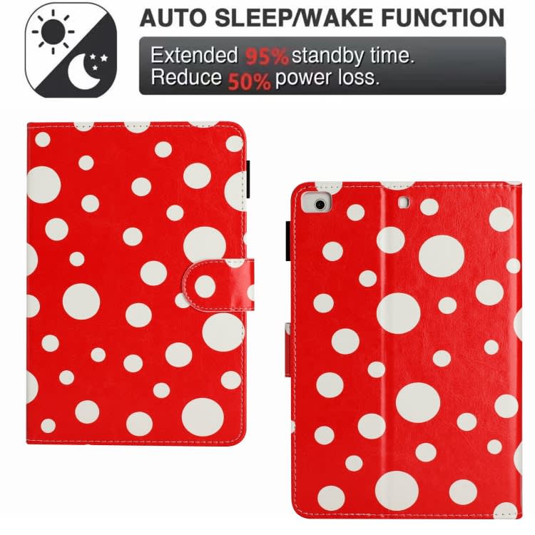 For iPad mini 5 / 4 / 3 / 2 / 1 Dot Pattern Leather Smart Tablet Case(Red White)