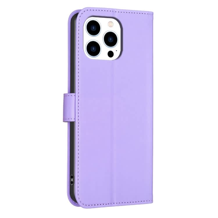 For iPhone 13 Pro Max Four-leaf Embossed Leather Phone Case(Purple)