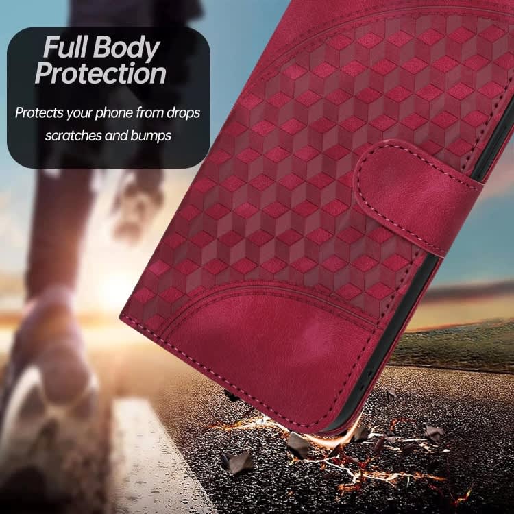 For Xiaomi Redmi Note 13 4G YX0060 Elephant Head Embossed Phone Leather Case with Lanyard(Rose Red)