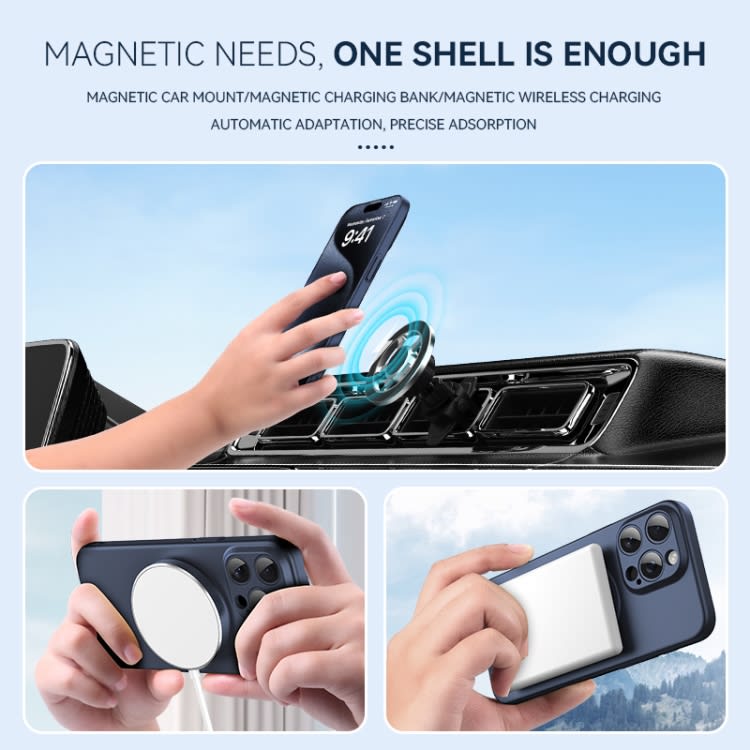 For iPhone 15 Pro Magsafe Hidden Fold Holder Full Coverage Shockproof Phone Case(Blue)