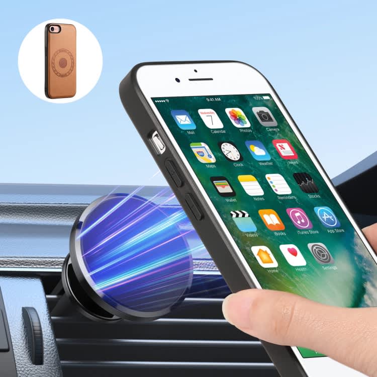 For iPhone SE 2022/2020/8/7 Denior Cowhide Texture Leather MagSafe Detachable Wallet Phone Case(Kha