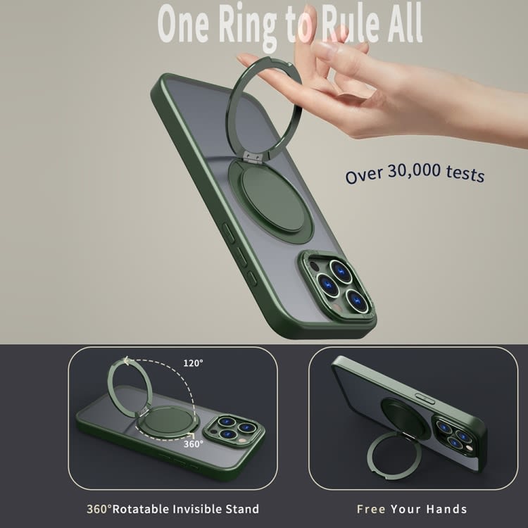 For iPhone 11 Pro Max 360-degree Rotating MagSafe Magnetic Holder Phone Case(Green)