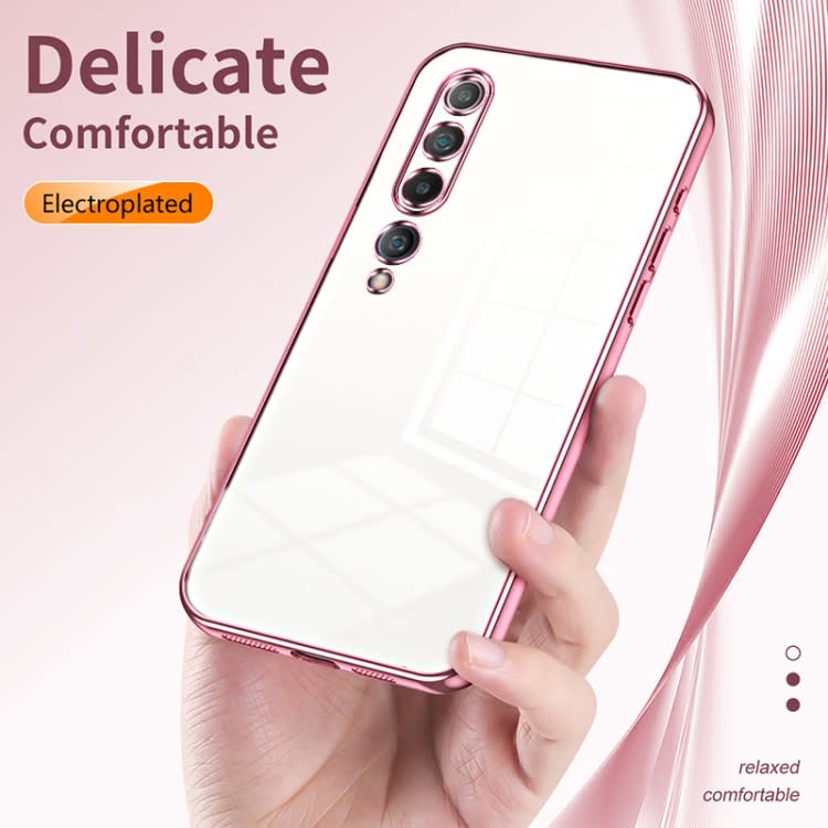 For Xiaomi Mi 10 5G Transparent Plating Fine Hole Phone Case(Silver)