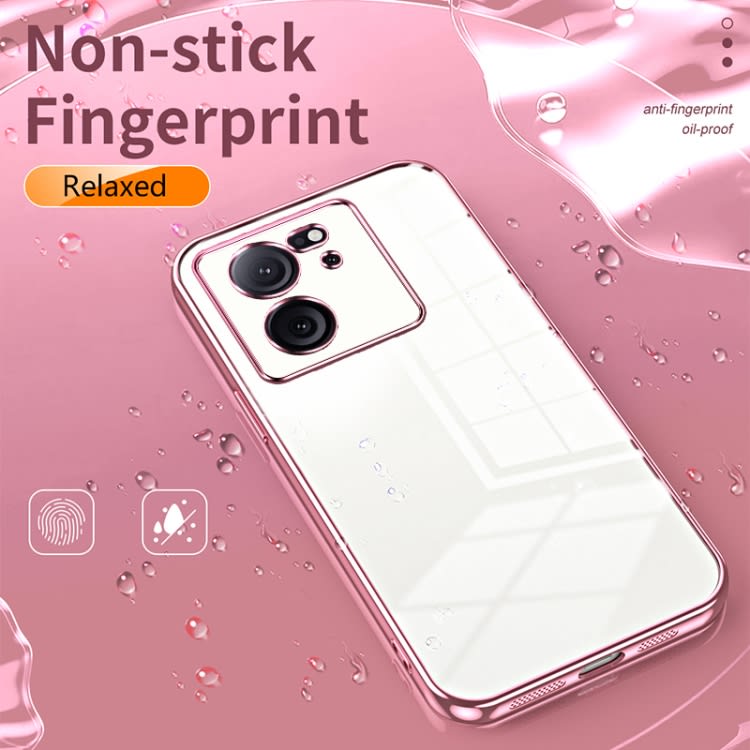 For Xiaomi Redmi K60 Ultra / Xiaomi 13T Transparent Plating Fine Hole Phone Case(Pink)