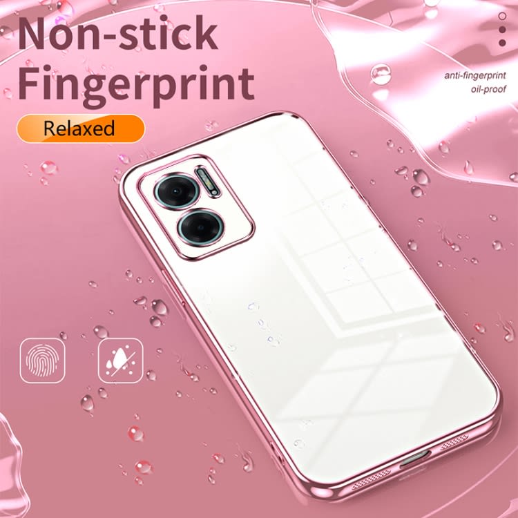 For Xiaomi Redmi Note 11E / Redmi 10 5G Transparent Plating Fine Hole Phone Case(Black)