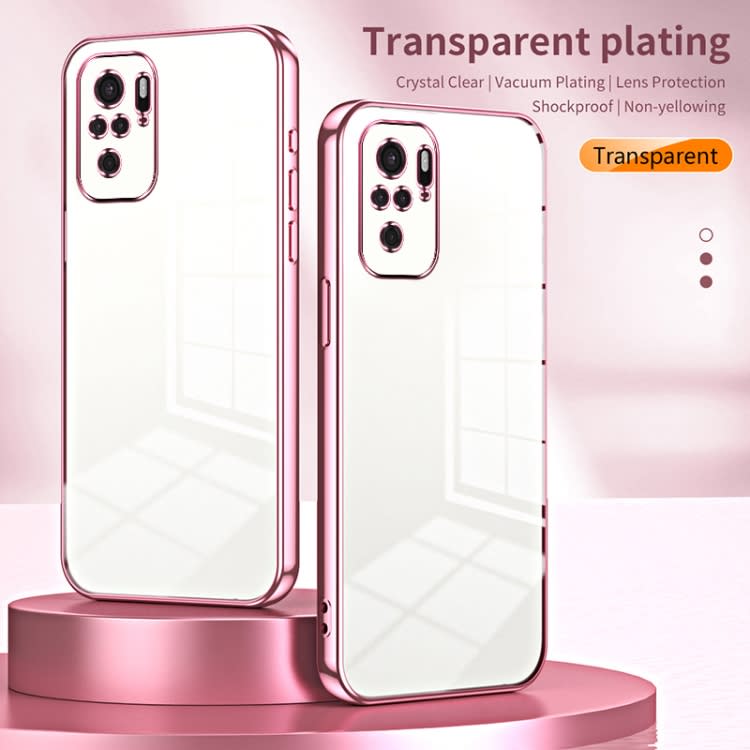 For Xiaomi Redmi Note 10/Note 10S Transparent Plating Fine Hole Phone Case(Gold)