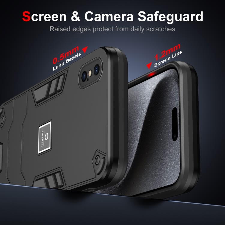 For iPhone XS / X 2 in 1 Shockproof Phone Case(Black)