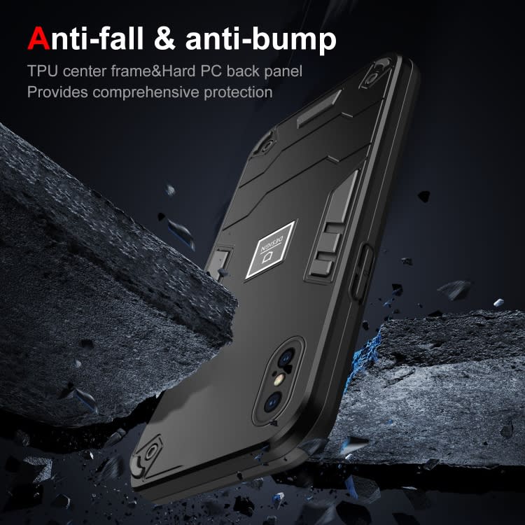 For iPhone XS / X 2 in 1 Shockproof Phone Case(Black)