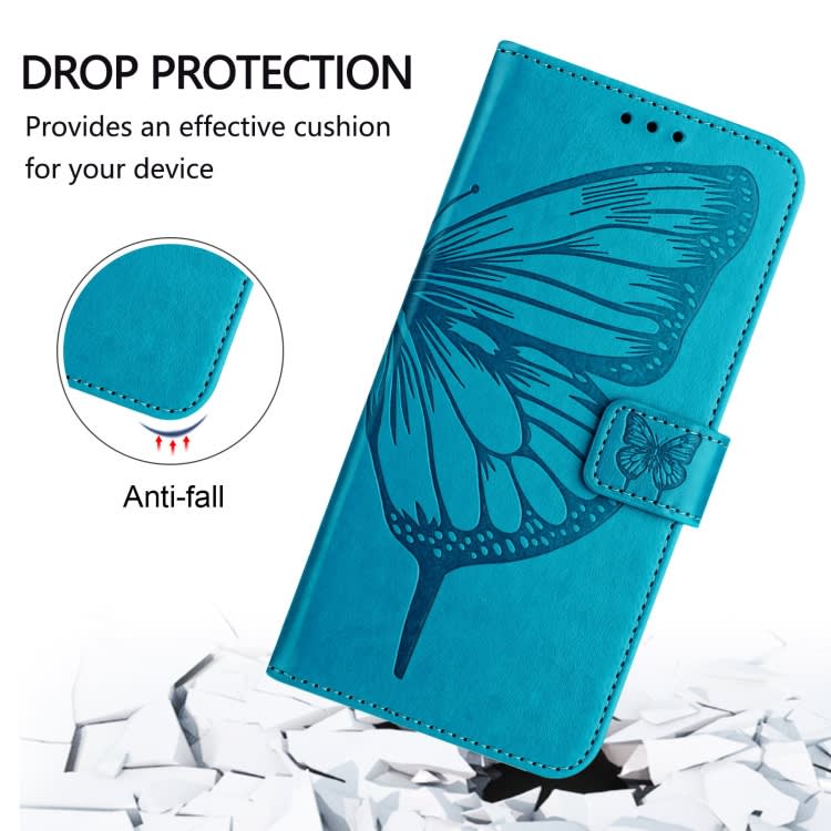 For Samsung Galaxy M55 Embossed Butterfly Leather Phone Case(Blue)