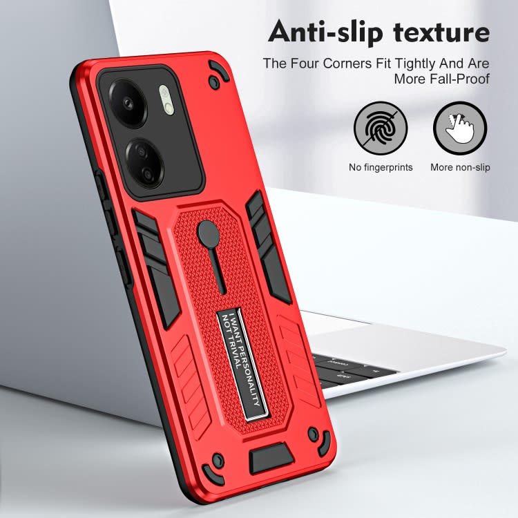 For Xiaomi Redmi 13C Variety Brave Armor Finger Loop Holder Phone Case(Red)