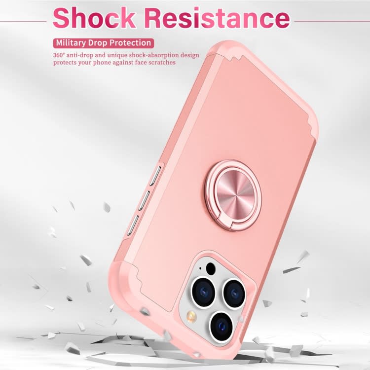 For iPhone 15 Pro Max L2 Rotating Ring Holder Magnetic Phone Case(Rose Gold)