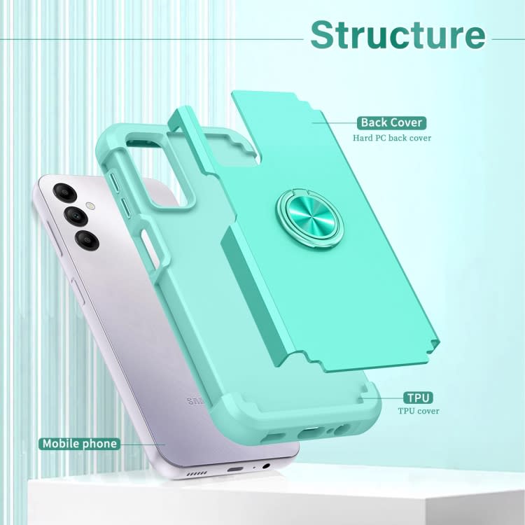 For Samsung Galaxy A14 5G L2 Rotating Ring Holder Magnetic Phone Case(Mint Green)