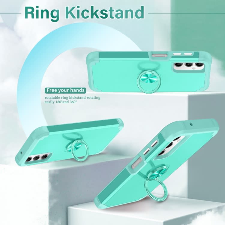 For Samsung Galaxy A14 5G L2 Rotating Ring Holder Magnetic Phone Case(Mint Green)