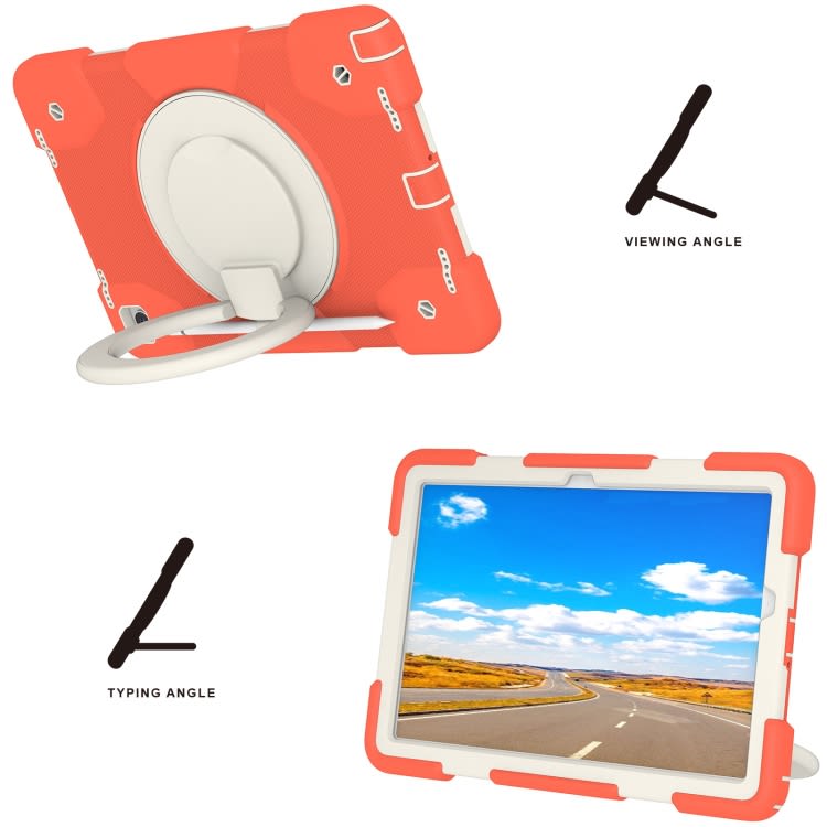 For Samsung Galaxy Tab A9+ 11 2023 Silicone Hybrid PC Tablet Case with Shoulders Strap(Coral Orange