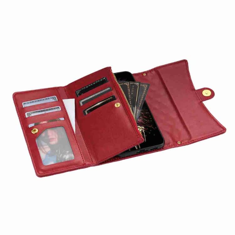 For Xiaomi 12T / 12T Pro Zipper Multi-Card Wallet Rhombic Leather Phone Case(Red)