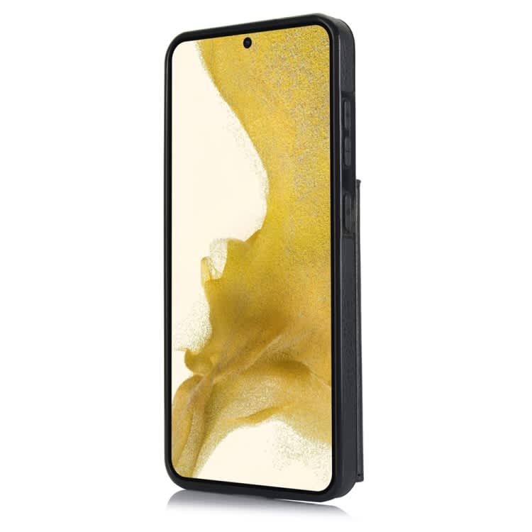 For Samsung Galaxy S22 5G YM007 Ring Holder Card Bag Skin Feel Phone Case(Black)