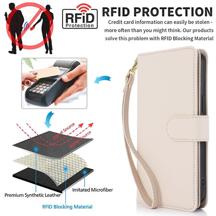 For iPhone 13 Pro Max Multi-Card Wallet RFID Leather Phone Case(Apricot)