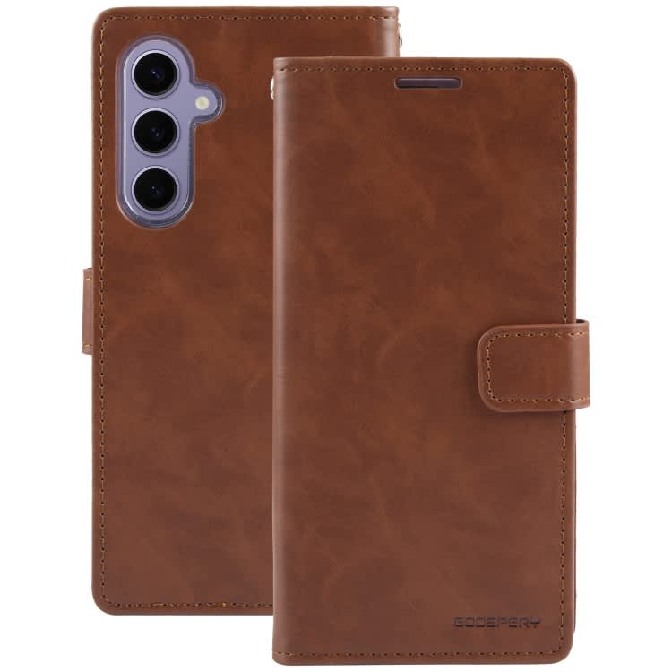 For Samsung Galaxy S24+ 5G GOOSPERY BLUE MOON Crazy Horse Texture Leather Phone Case(Brown)