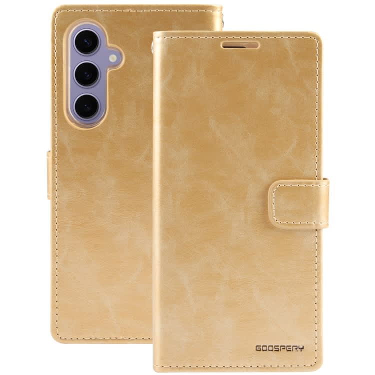 For Samsung Galaxy S24+ 5G GOOSPERY BLUE MOON Crazy Horse Texture Leather Phone Case(Gold)
