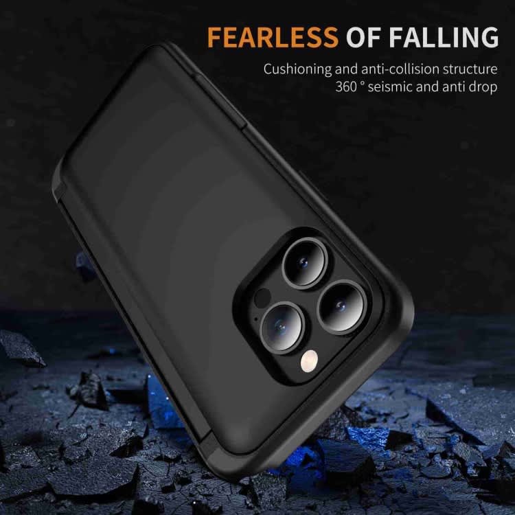 For iPhone 13 Pro 3 in 1 Flip Holder Phone Case(Black)