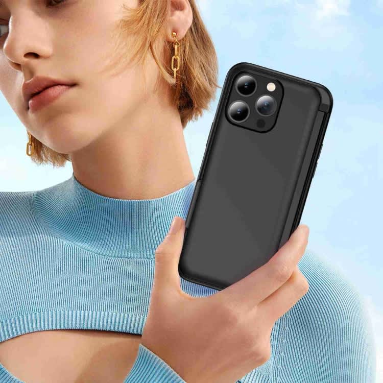 For iPhone 15 Pro 3 in 1 Flip Holder Phone Case(Black)
